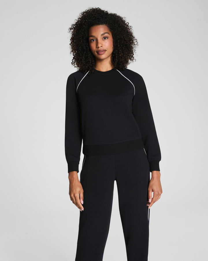 SPANX AIRPIQUE CREWNECK TOP - VERY BLACK