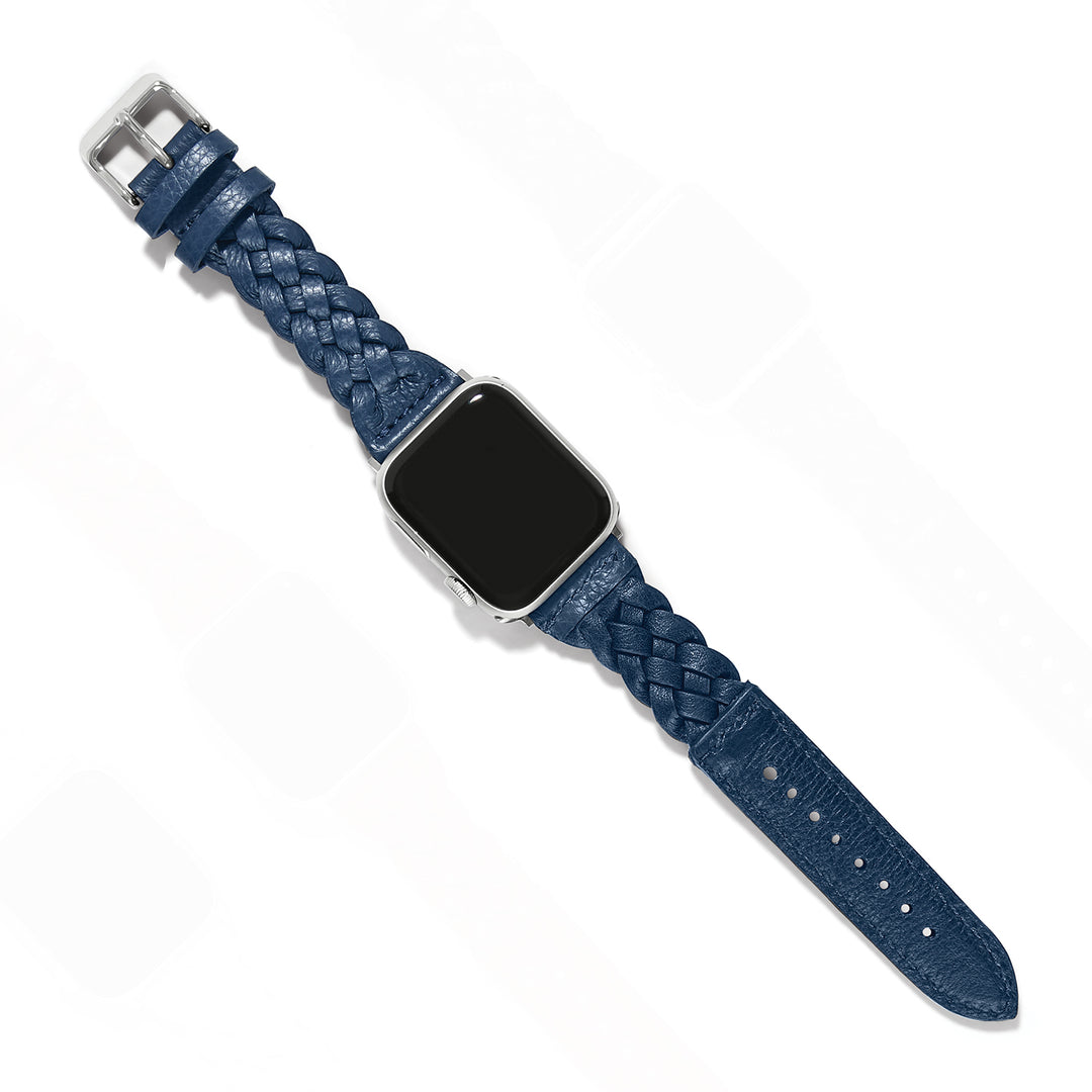 SUTTON BRAIDED LEATHER APPLE WATCH BAND - FRENCH BLUE