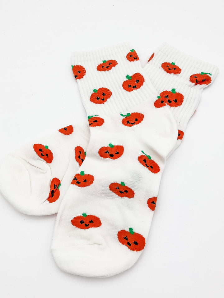 HALLOWEEN CREW SOCKS - PUMPKINS - WHITE