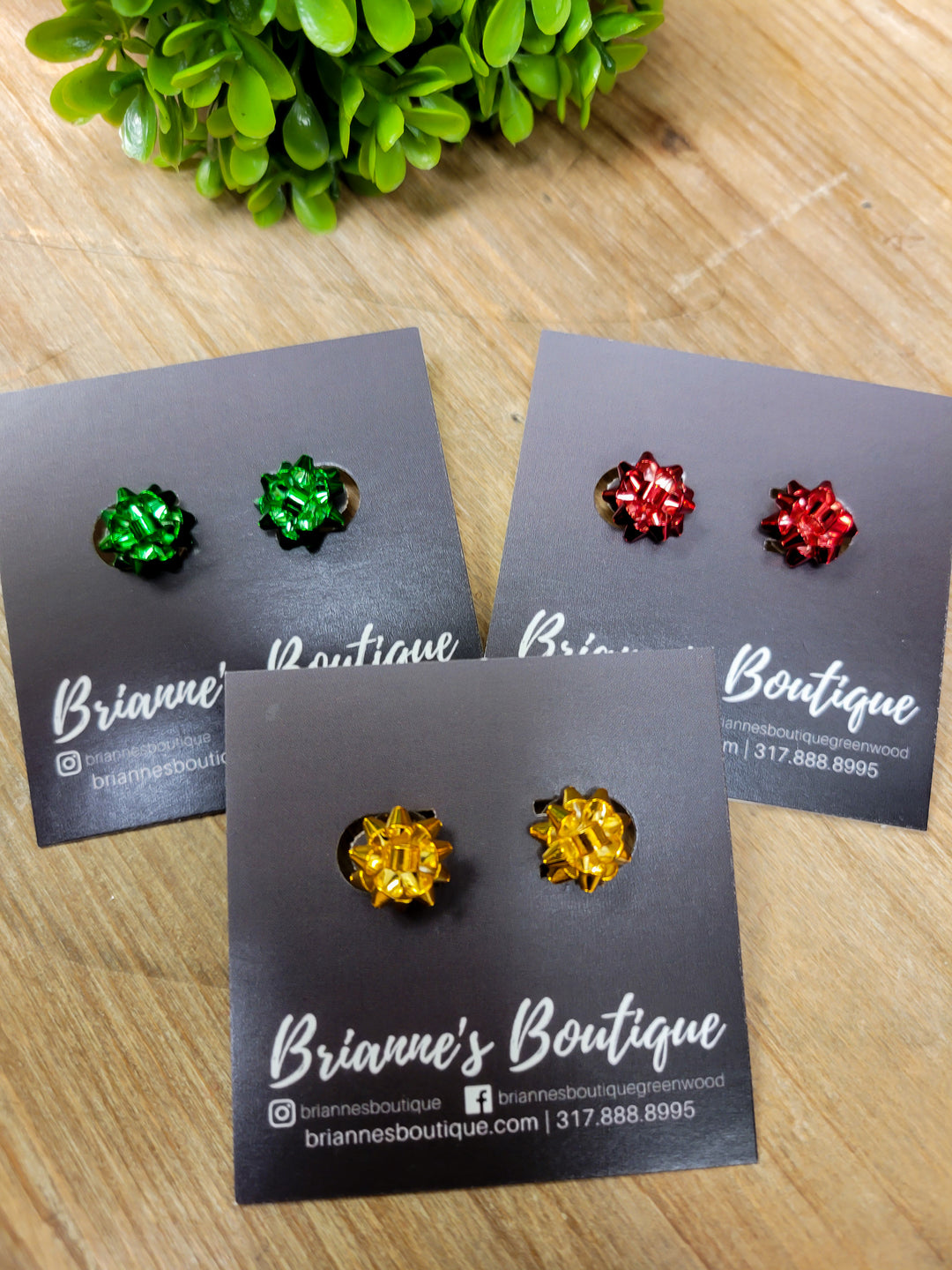 CHRISTMAS BOW POST EARRINGS