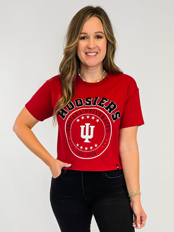 IU SHORT SLEEVE HEAVY WEIGHT CREW TEE - CRIMSON