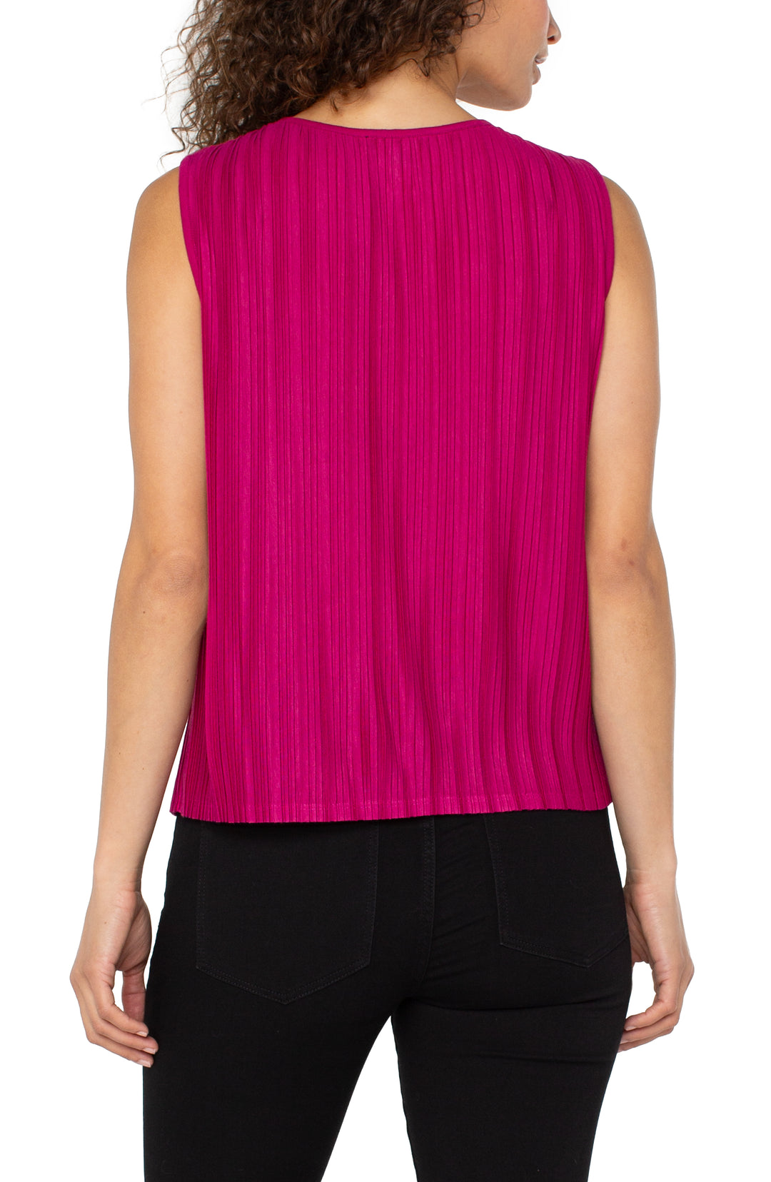 SLEEVELESS CREW NECK KNIT TOP - DARK CURRANT