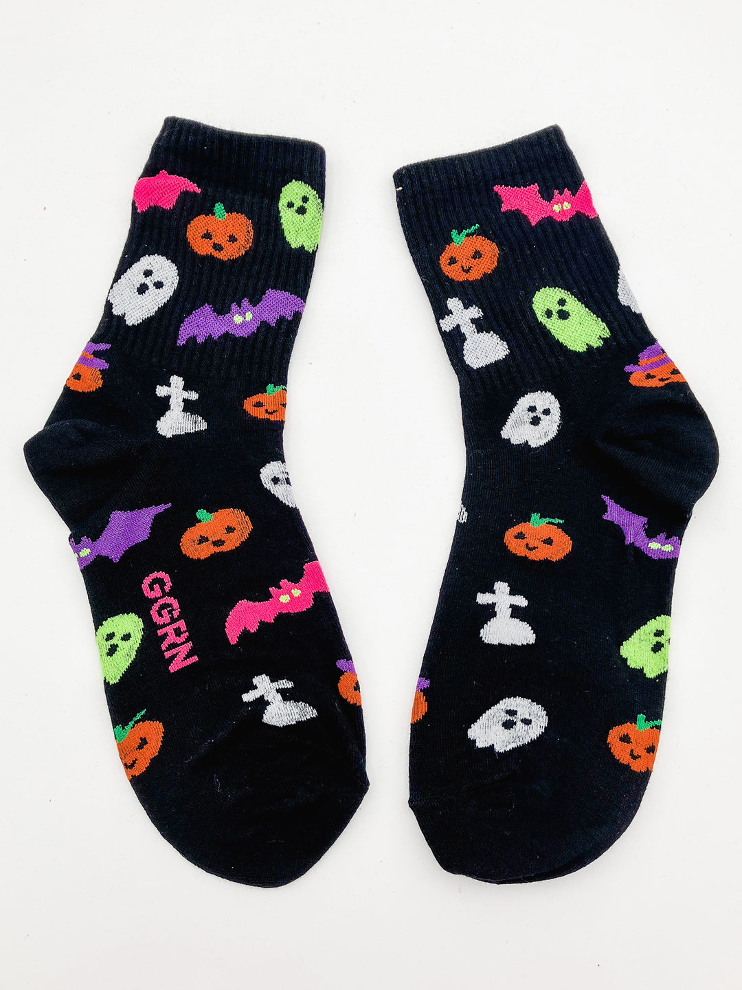 HALLOWEEN CREW SOCKS - BAT/PUMPKIN - BLACK
