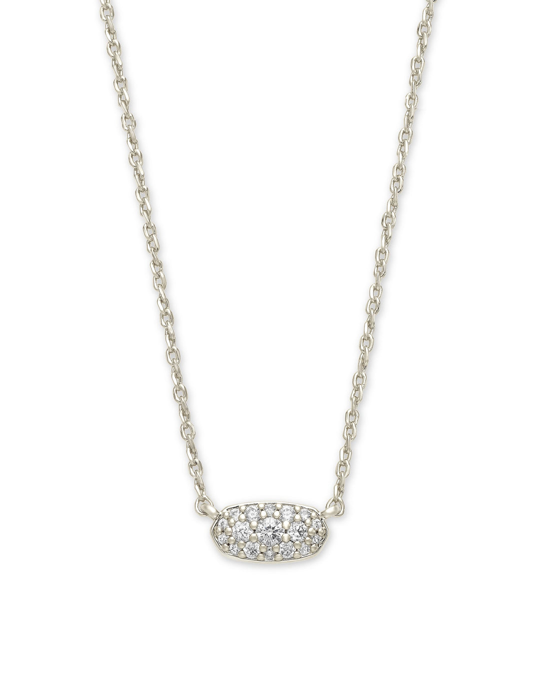 KENDRA SCOTT GRAYSON CRYSTAL PENDANT NECKLACE - RHODIUM METAL WHITE CZ