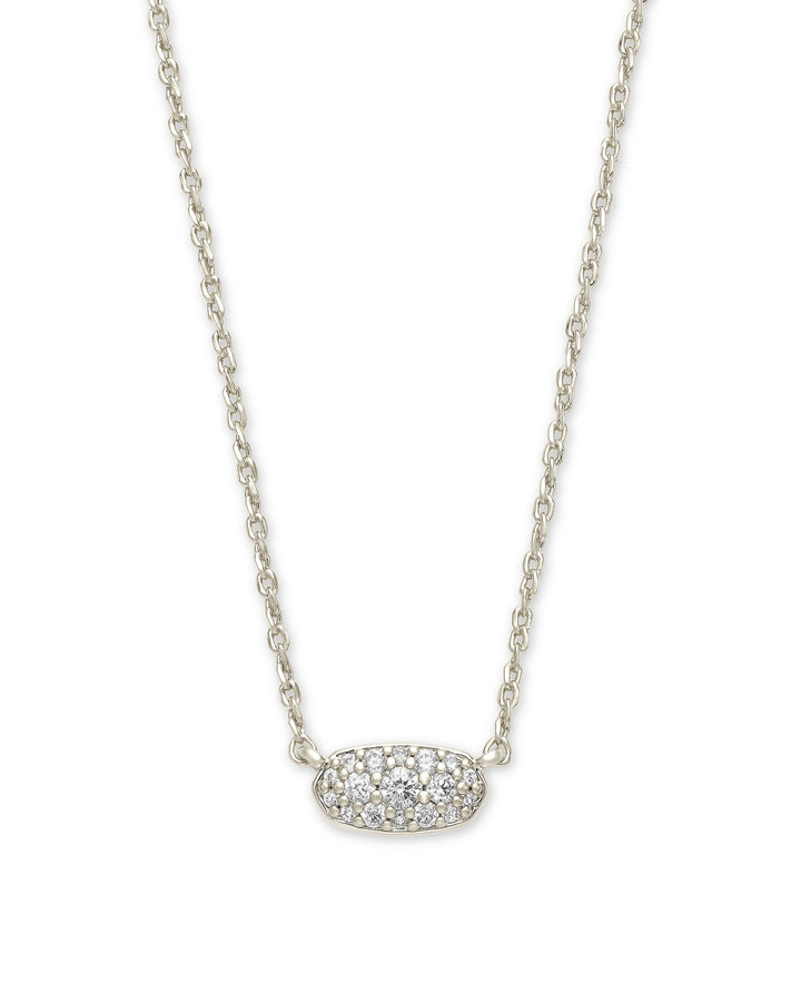 KENDRA SCOTT GRAYSON CRYSTAL PENDANT NECKLACE - RHODIUM METAL WHITE CZ