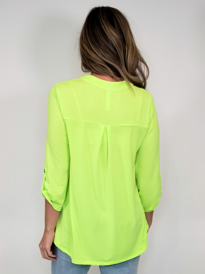 SOLID STRETCHY LIZZY  TOP - NEON GREEN