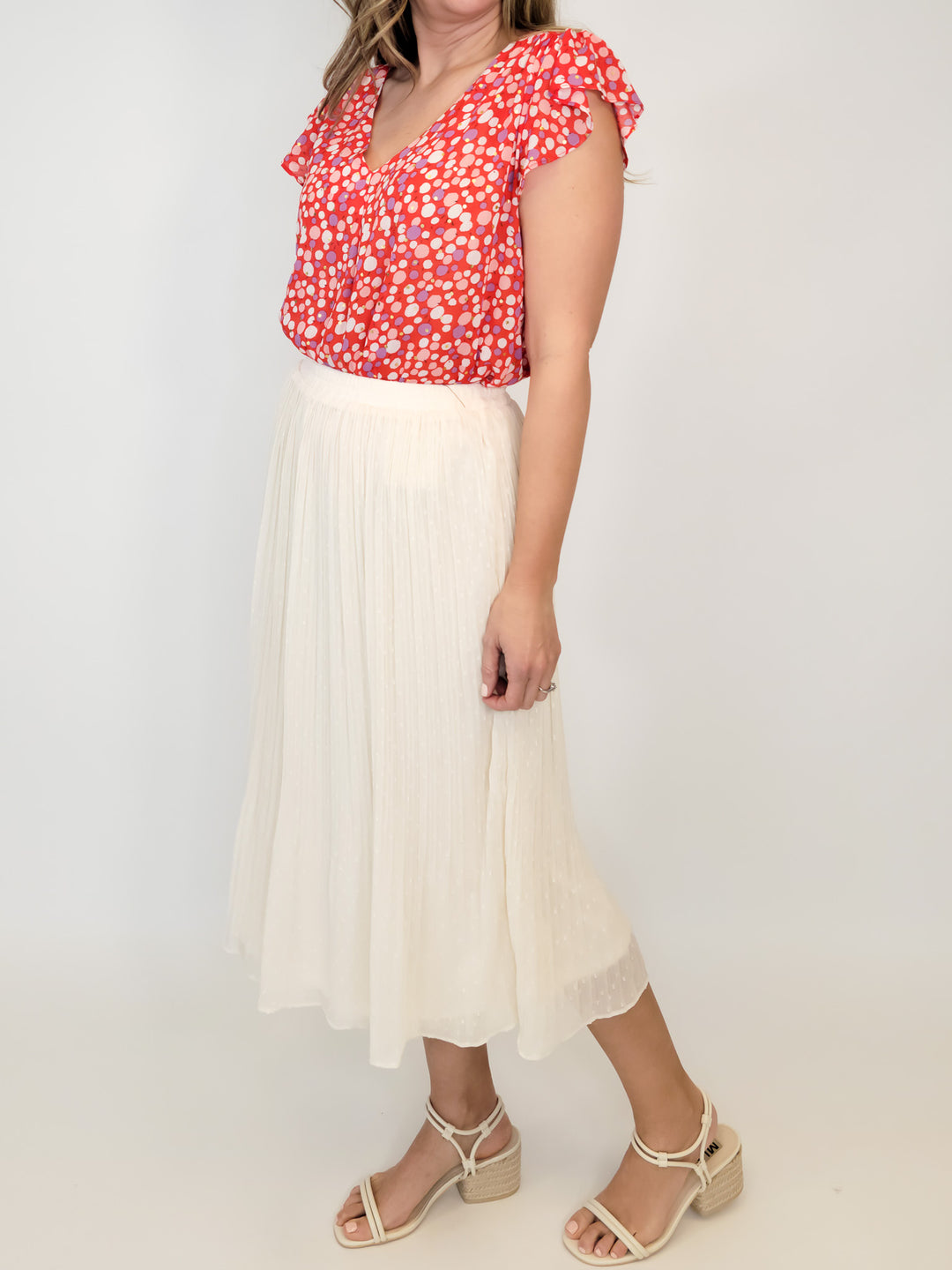 FLOWY LINED MIDI SKIRT - CHAMPAGNE