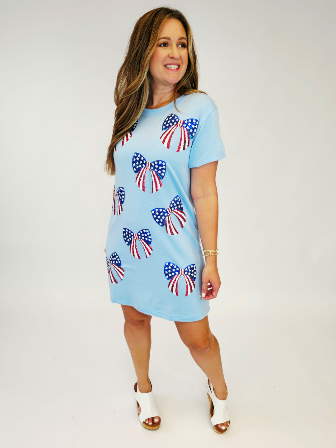 SHORT SLEEVE USA BOWS SHORT DRESS - RBW