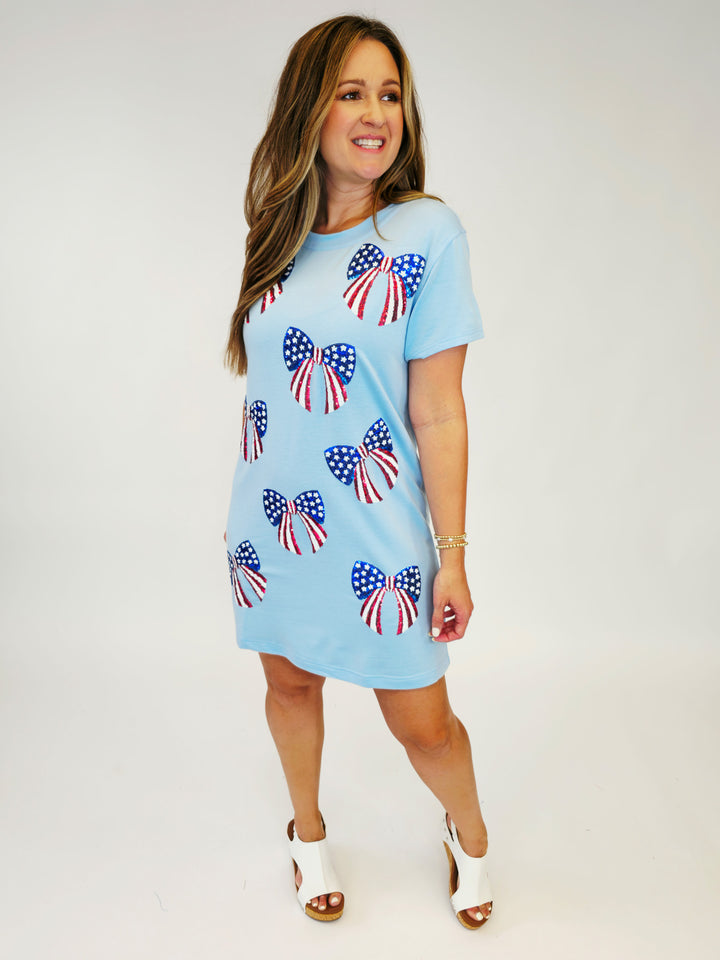 SHORT SLEEVE USA BOWS SHORT DRESS - RBW