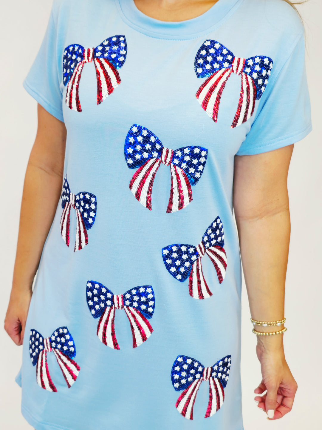 SHORT SLEEVE USA BOWS SHORT DRESS - RBW