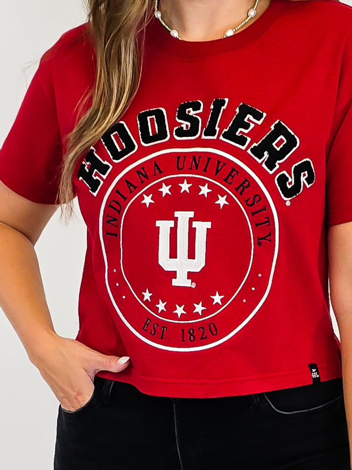 IU SHORT SLEEVE HEAVY WEIGHT CREW TEE - CRIMSON