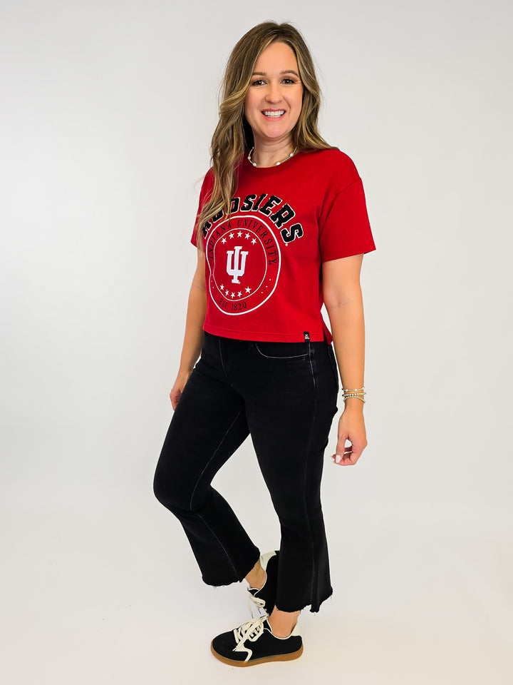 IU SHORT SLEEVE HEAVY WEIGHT CREW TEE - CRIMSON