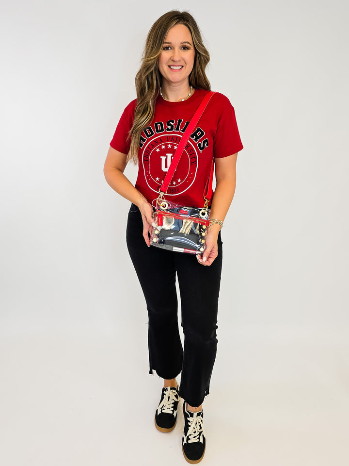 IU SHORT SLEEVE HEAVY WEIGHT CREW TEE - CRIMSON