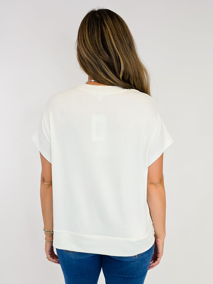 SHORT SLEEVE EMILY FOOTBALL TOP - CRIMSON/WHITE