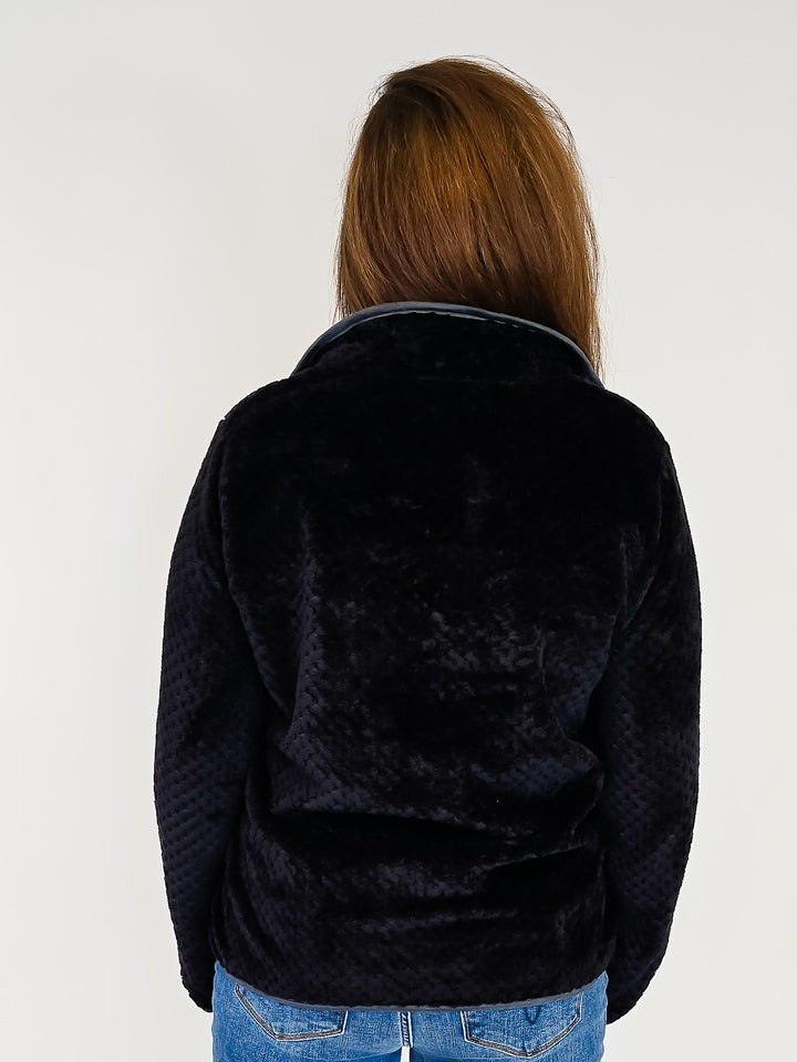 SIMPLY SOUTHERN COLLARED PULLOVER - BLACK