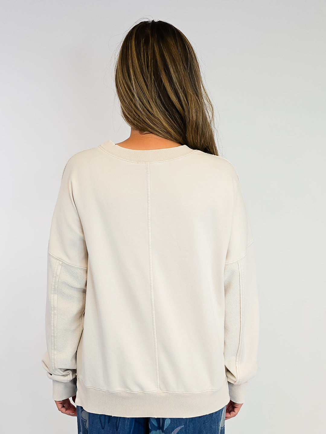 MINERAL WASHED TERRY PULLOVER - ECRU