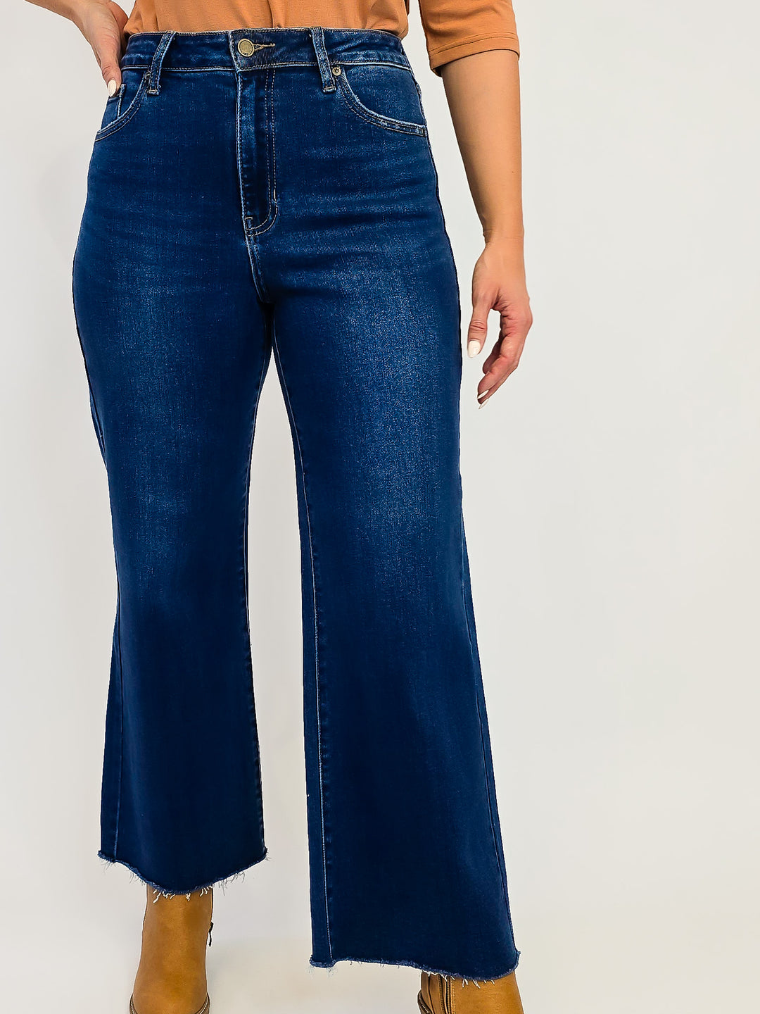 JBD HIGH RISE SLIM WIDE LEG JEANS - DARK - 28" INSEAM