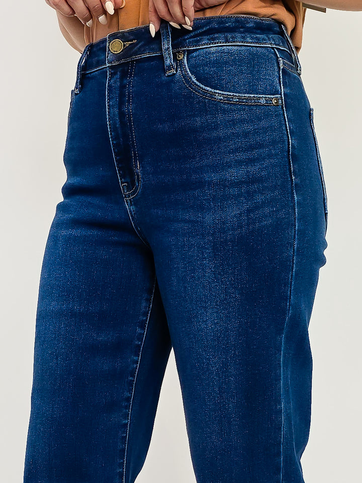 JBD HIGH RISE SLIM WIDE LEG JEANS - DARK - 28" INSEAM