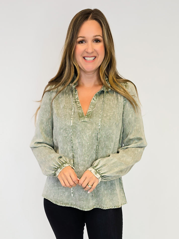 TENCEL BLOUSE - VINTAGE GREEN