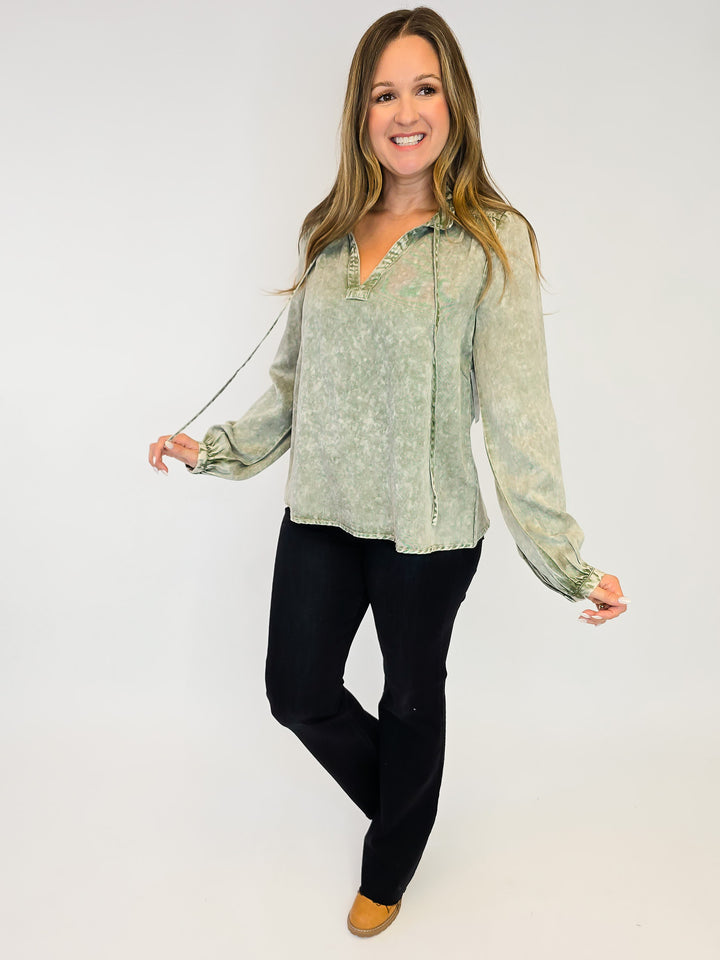 TENCEL BLOUSE - VINTAGE GREEN