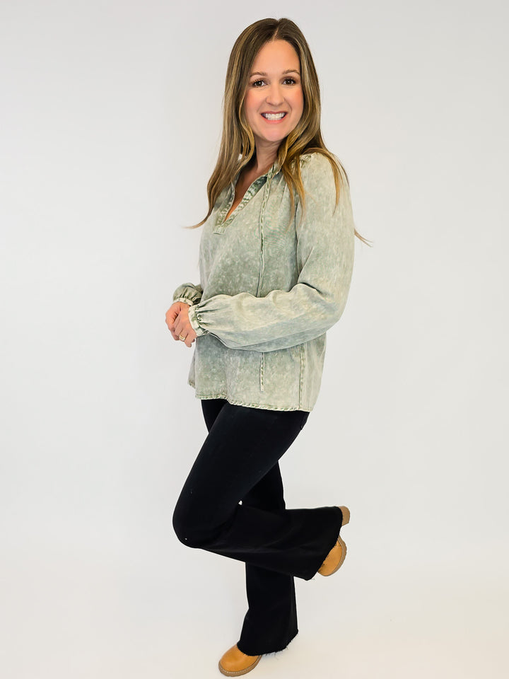 TENCEL BLOUSE - VINTAGE GREEN