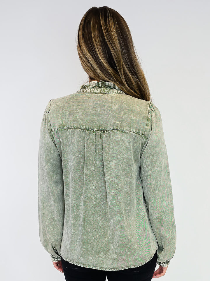 TENCEL BLOUSE - VINTAGE GREEN