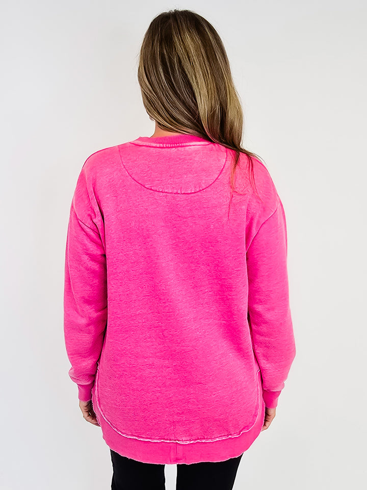 SOUTHERN COUTURE COMFY ROUND HERE TOP - PINK