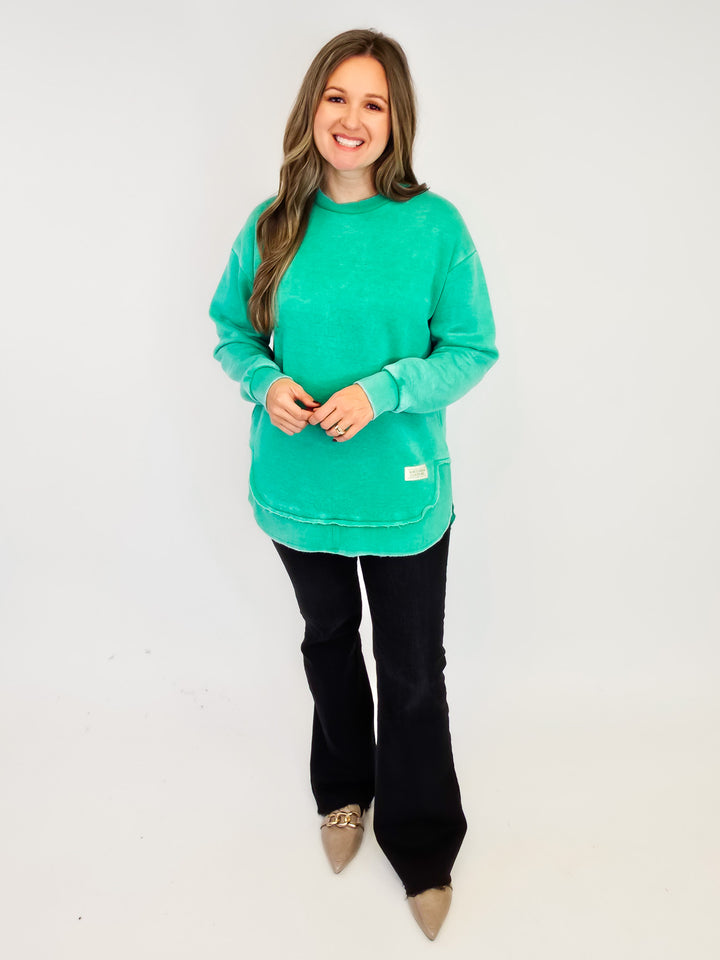 SOUTHERN COUTURE COMFY ROUND HERE TOP - ISLAND GREEN