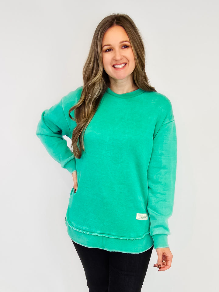 SOUTHERN COUTURE COMFY ROUND HERE TOP - ISLAND GREEN