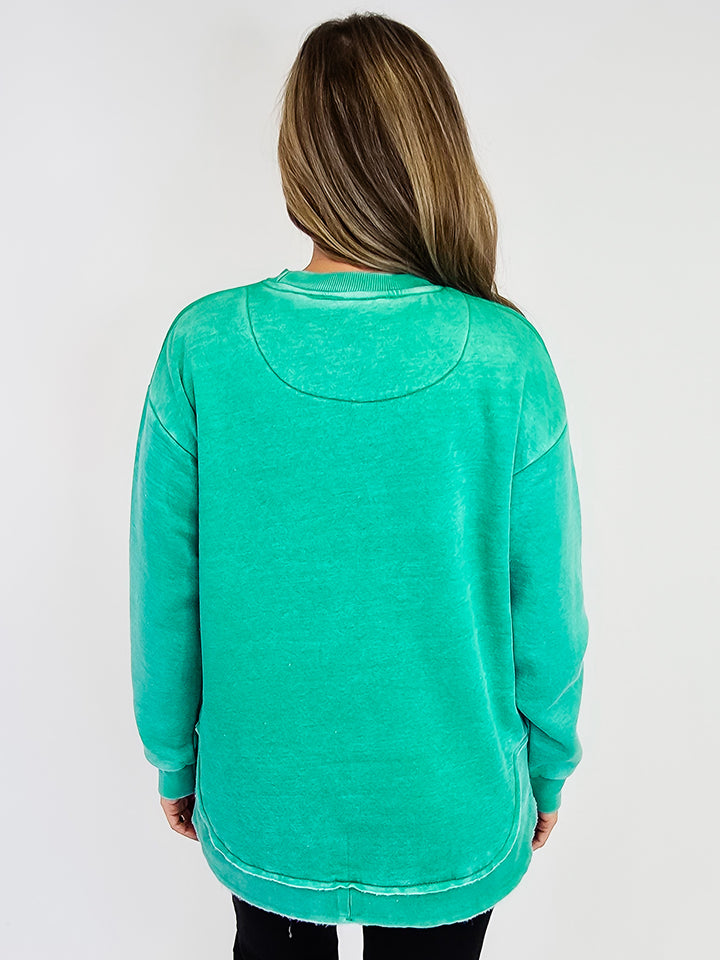 SOUTHERN COUTURE COMFY ROUND HERE TOP - ISLAND GREEN