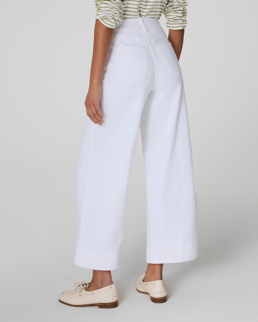 SPANX CROP WIDE LEG JEANS - WHITE