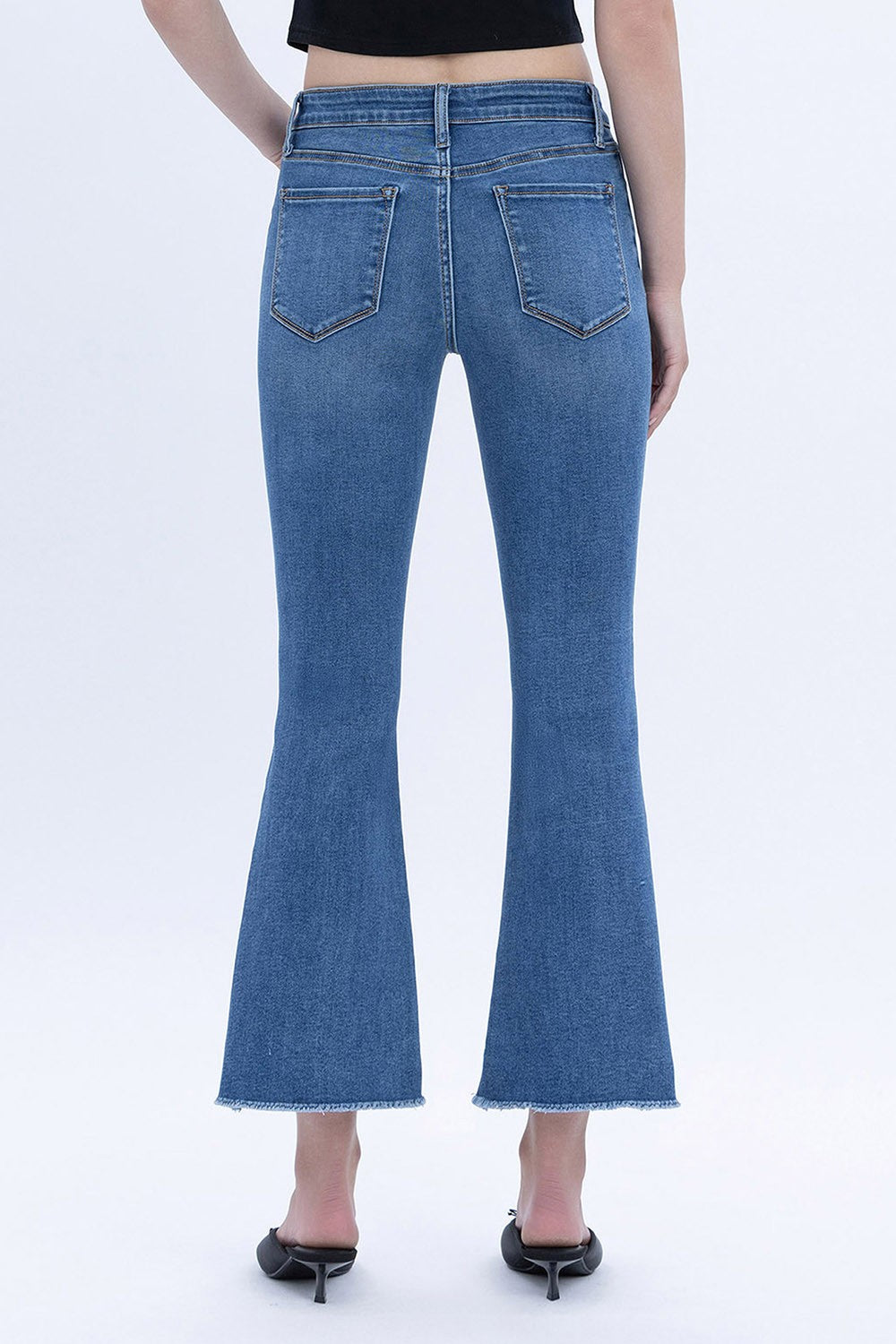 VERVET MID RISE SUPER SOFT CROP FLARE JEANS - MARINE - 27' INSEAM