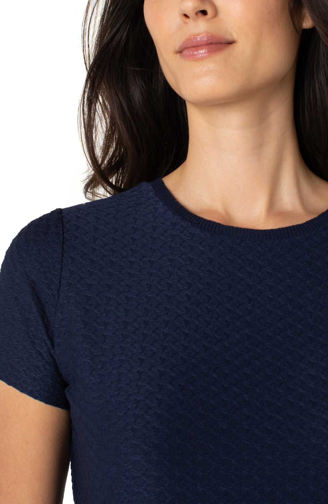 SHORT SLEEVE CREW NECK TEE W/RIB TRIM - DARK NAVY