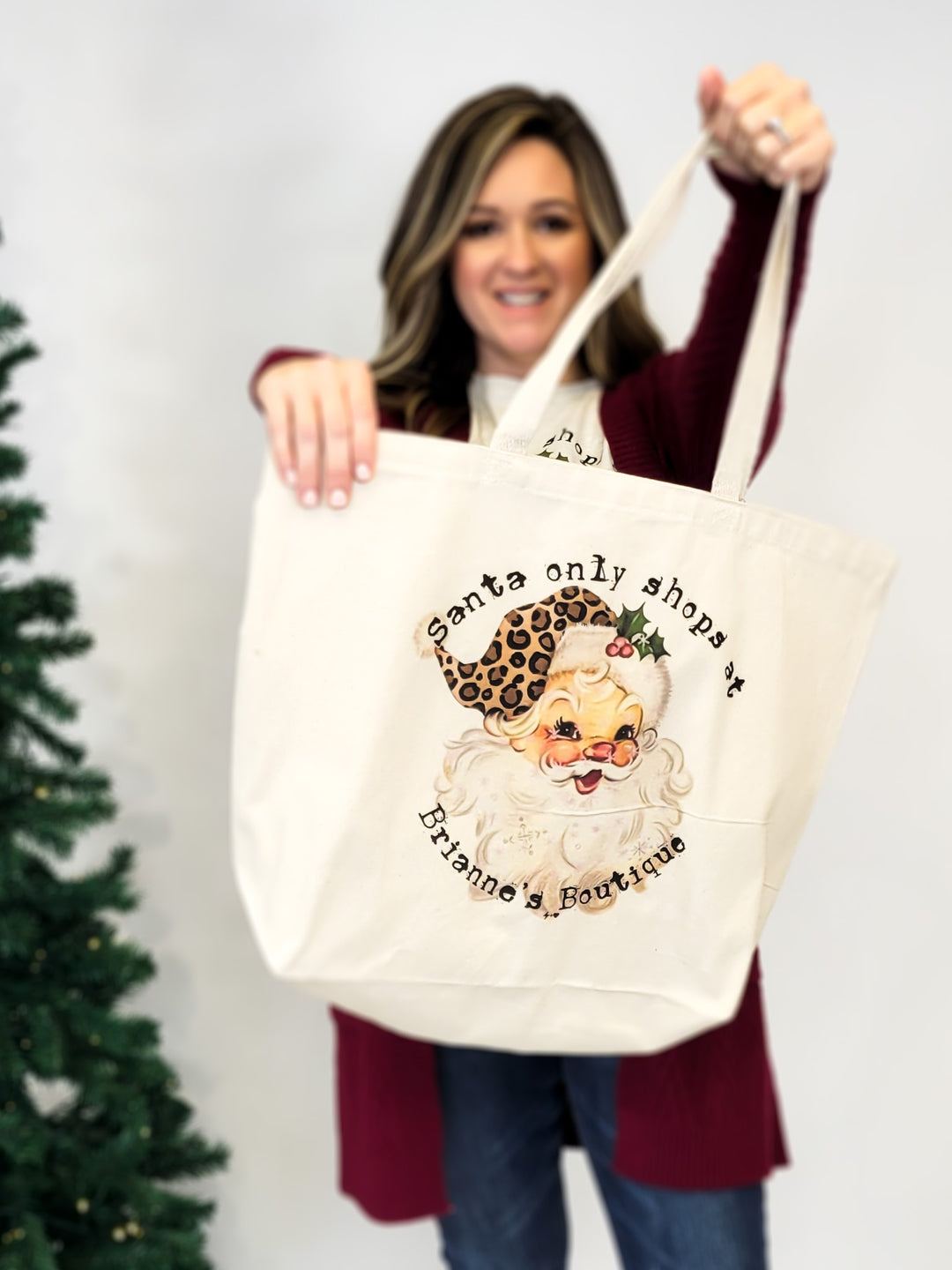 SANTA ONLY SHOPS AT BRIANNE'S BOUTIQUE TOTE BAG