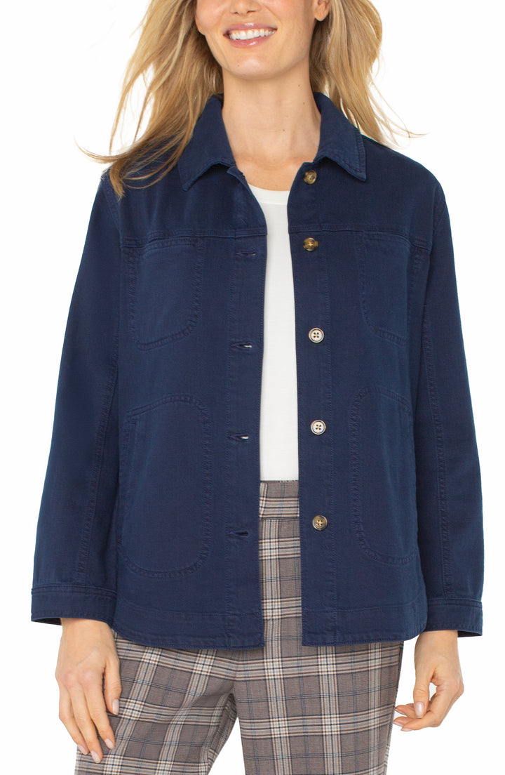 COLLARED SHIRT JACKET - NAVY DUSK