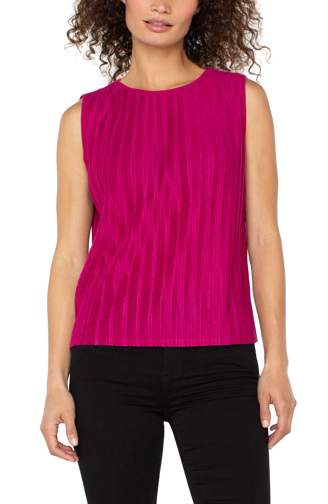 SLEEVELESS CREW NECK KNIT TOP - DARK CURRANT