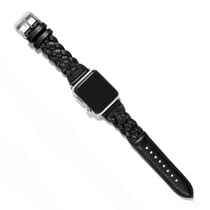 SUTTON BRAIDED LEATHER APPLE WATCH BAND - BLACK