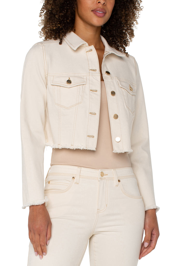 JACKET W/FRAY HEM - SEASIDE DUNES