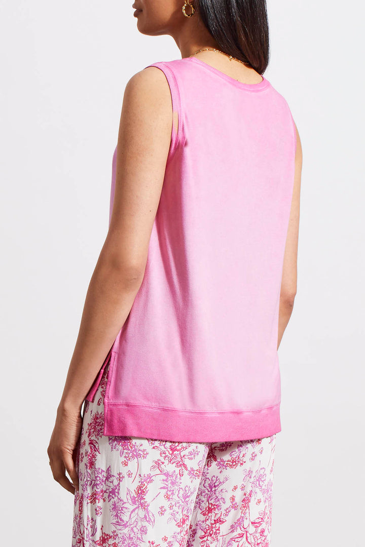 HIGH LOW TANKTOP W/SPECIAL WASH EFFECT - PINK
