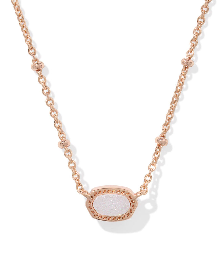KENDRA SCOTT MINI ELISA SATELLITE SHORT PENDANT - ROSE GOLD IRIDESCENT DRUSY