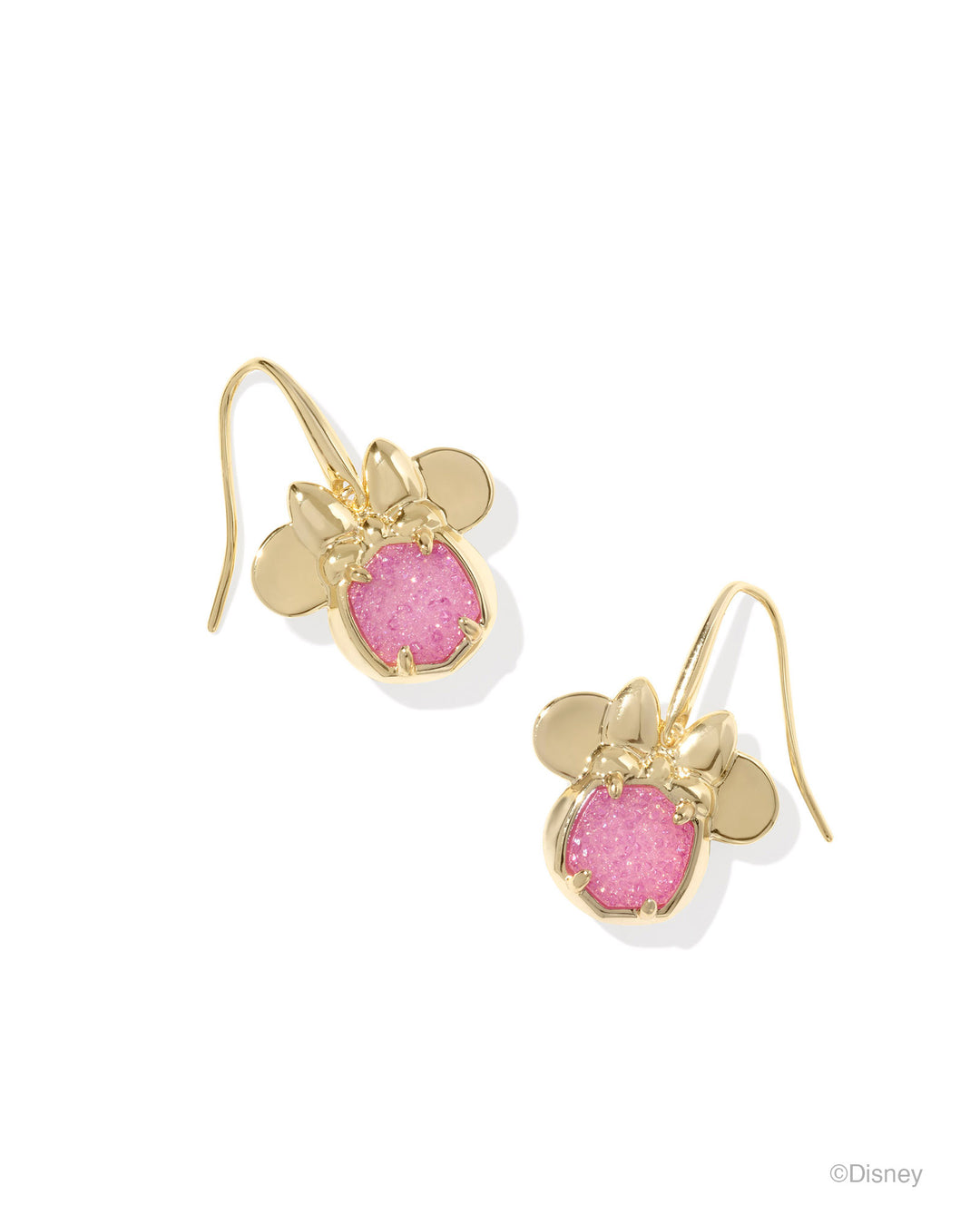 MINNIE MOUSE DROP EARRINGS - GOLD HOT PINK DRUSY