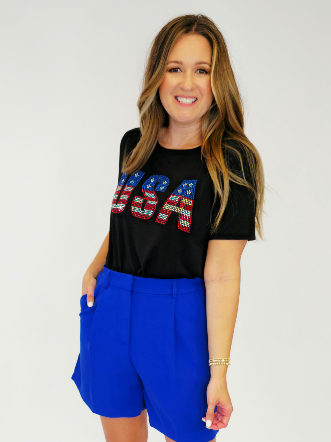 HIGH WAIST PLEATED CHIC SHORTS - COBALT