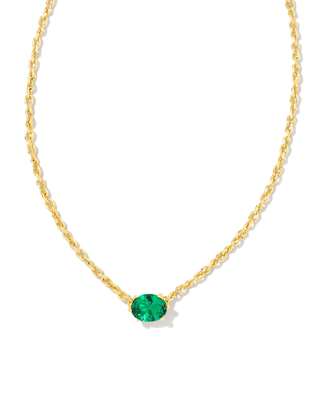 CAILIN CRYSTAL PENDANT NECKLACE - GOLD GREEN CRYSTAL