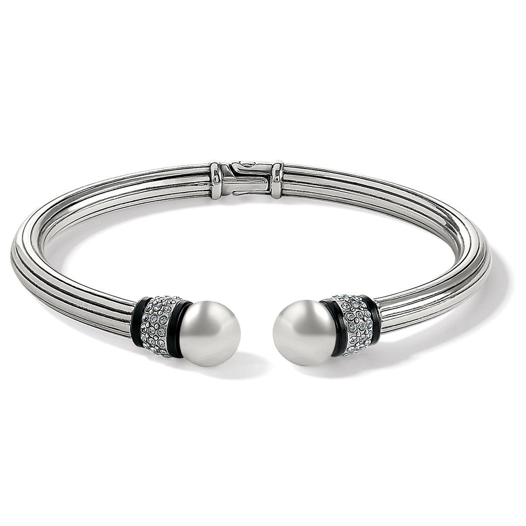 MERIDIAN OPEN HINGED BANGLE - SILVER-BLACK