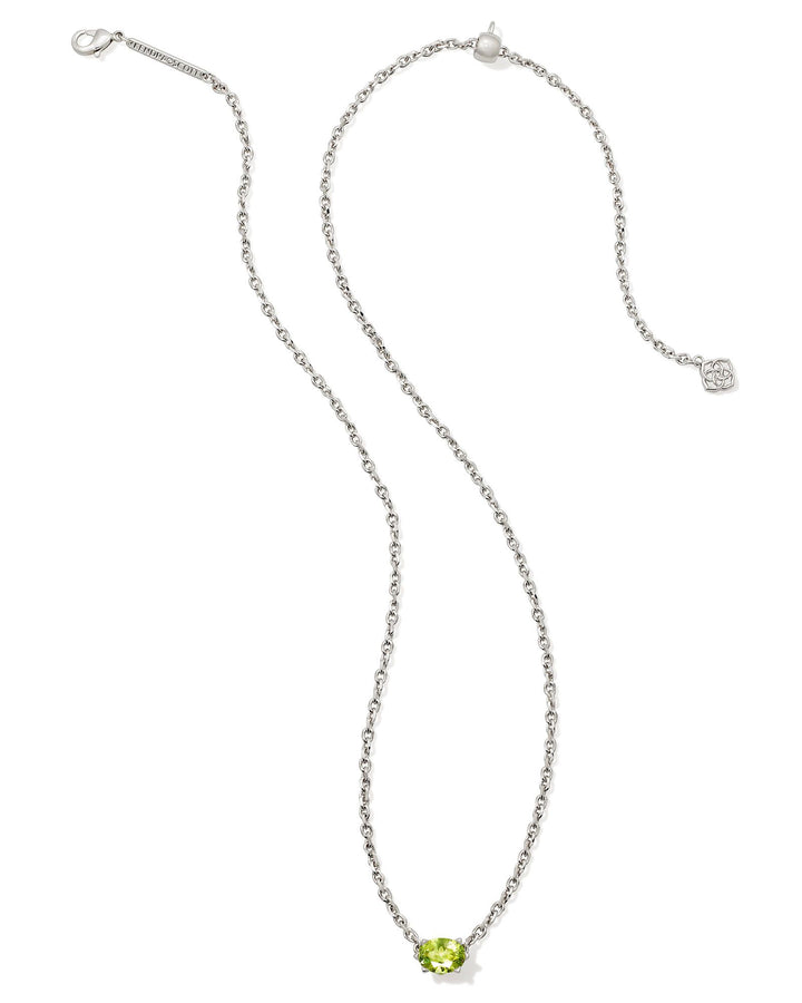 KENDRA SCOTT CAILIN PENDANT NECKLACE - RHODIUM GREEN PERIDOT CRYSTAL