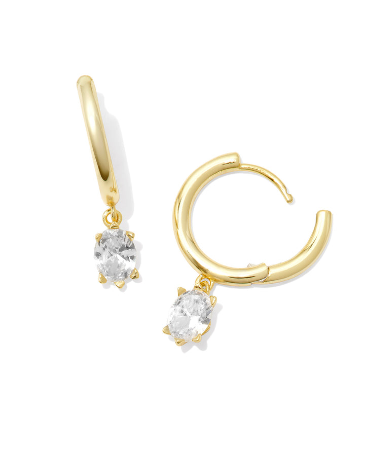 KENDRA SCOTT CAILIN SINGLE STONE HUGGIE EARRINGS - GOLD