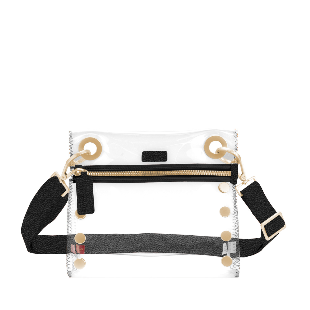 HAMMITT TONY SMALL CLEAR HANDBAG - BLACK/BRUSHED GOLD