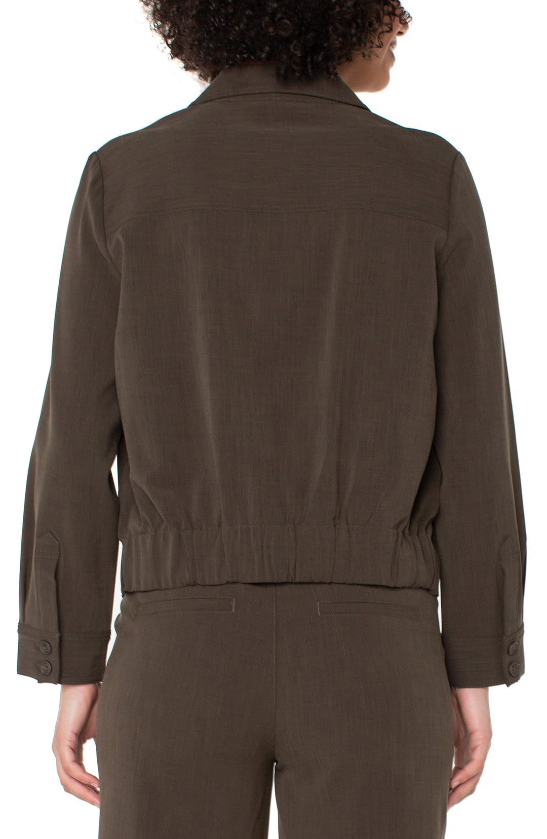 POPOVER SHIRT W/ELASTIC WAIST - BLACK OLIVE