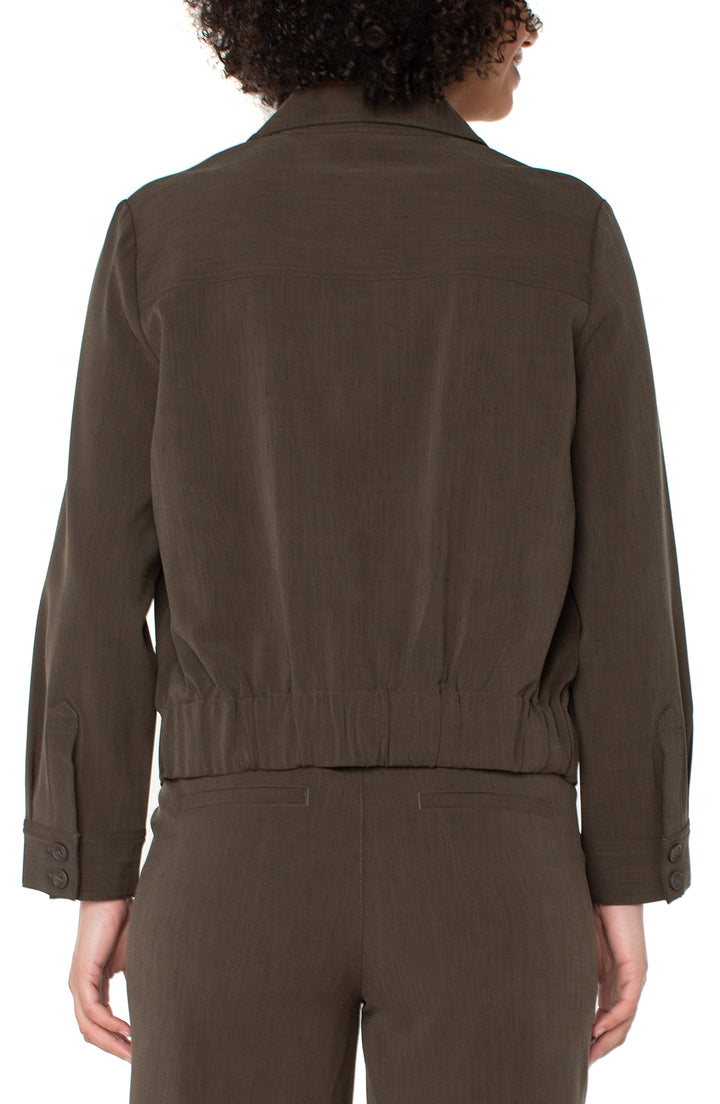 POPOVER SHIRT W/ELASTIC WAIST - BLACK OLIVE