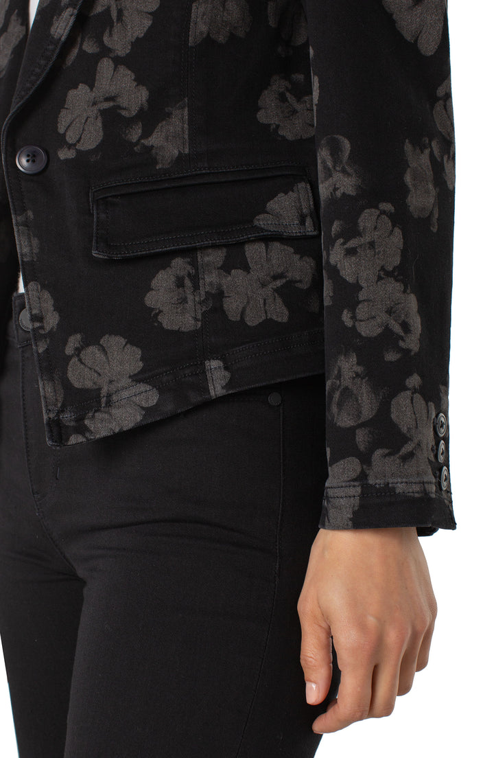 NOTCH COLLAR ONE BUTTON BLAZER - ALL OVER FLORAL